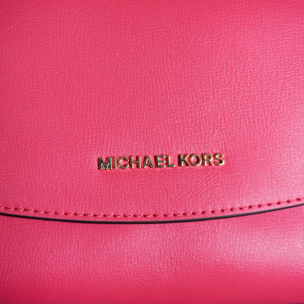 Michael Kors Ellis Medium Flap Messenger Shoulder Leather Bag Electric Pink - Picture 12 of 12